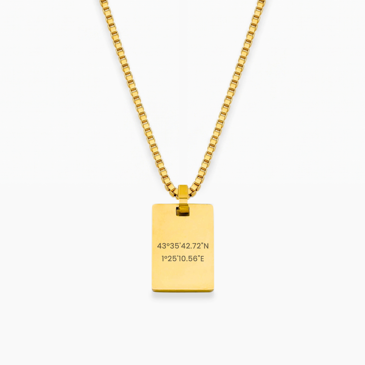 Personalisierte Halskette AZUR in Gold mit Box-Kette