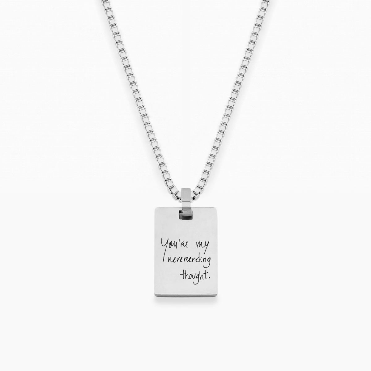 Collar personalizado AZUR en plateado con cadena cuadrada