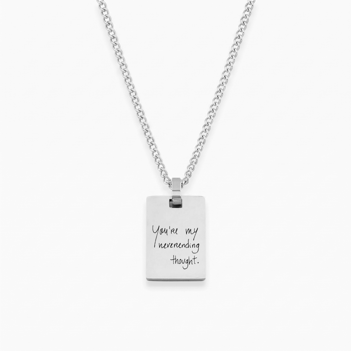 Collar personalizado AZUR en plateado con cadena cubana