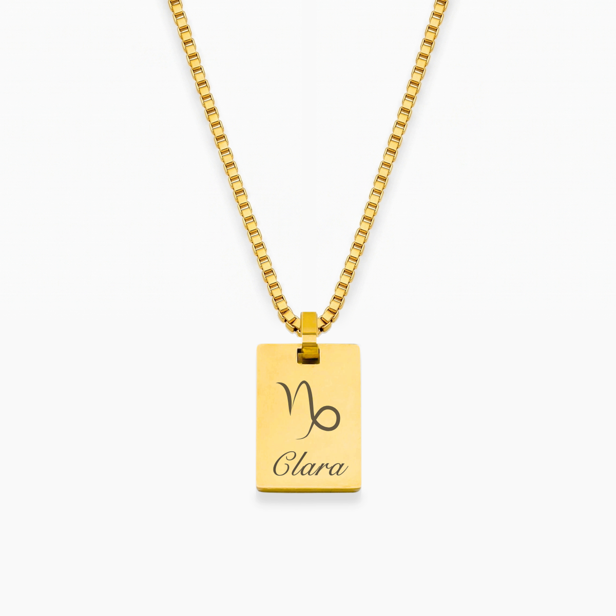 Collar personalizado AZUR en dorado con cadena cuadrada
