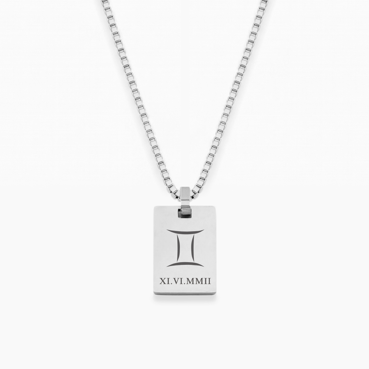 Collar personalizado AZUR en plateado con cadena cuadrada