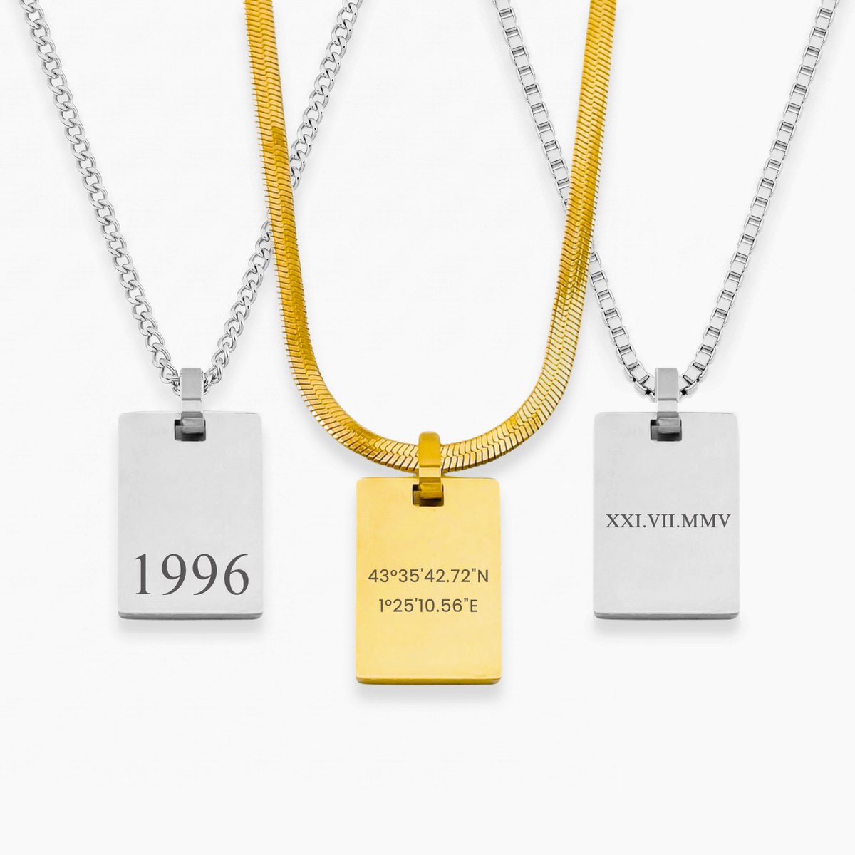 Collar personalizado con cadena cubana, espiga y cuadrada