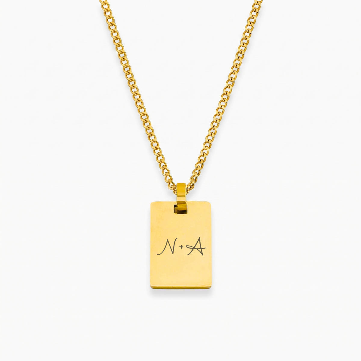 AZUR personalized necklace in gold with curb chain