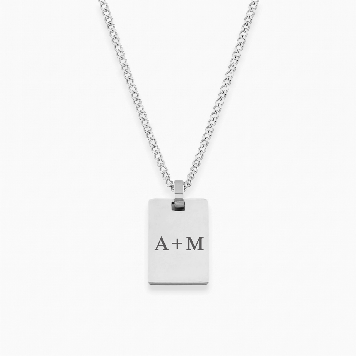 AZUR personalized necklace in silver with curb chain