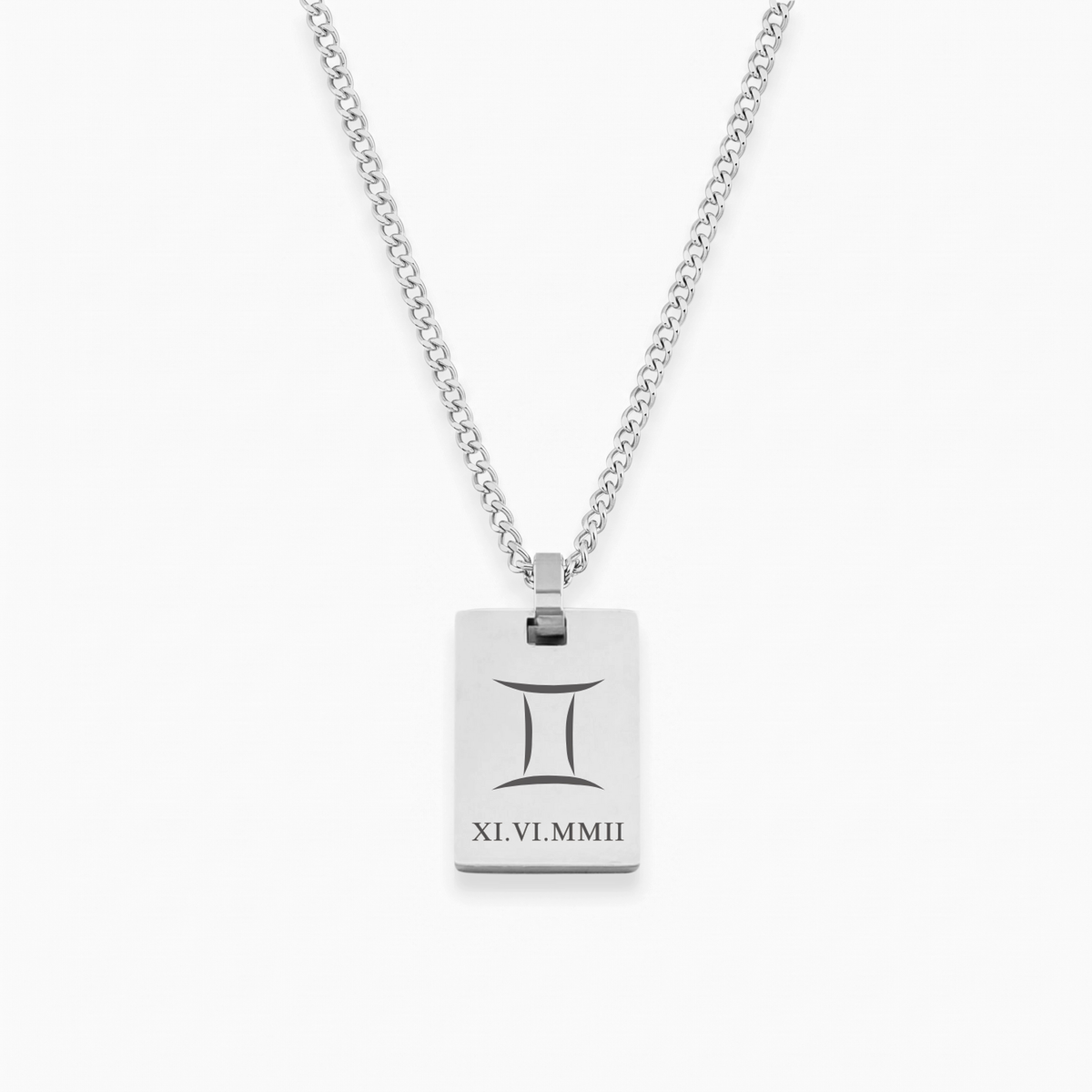 Collar personalizado AZUR en plateado con cadena cubana
