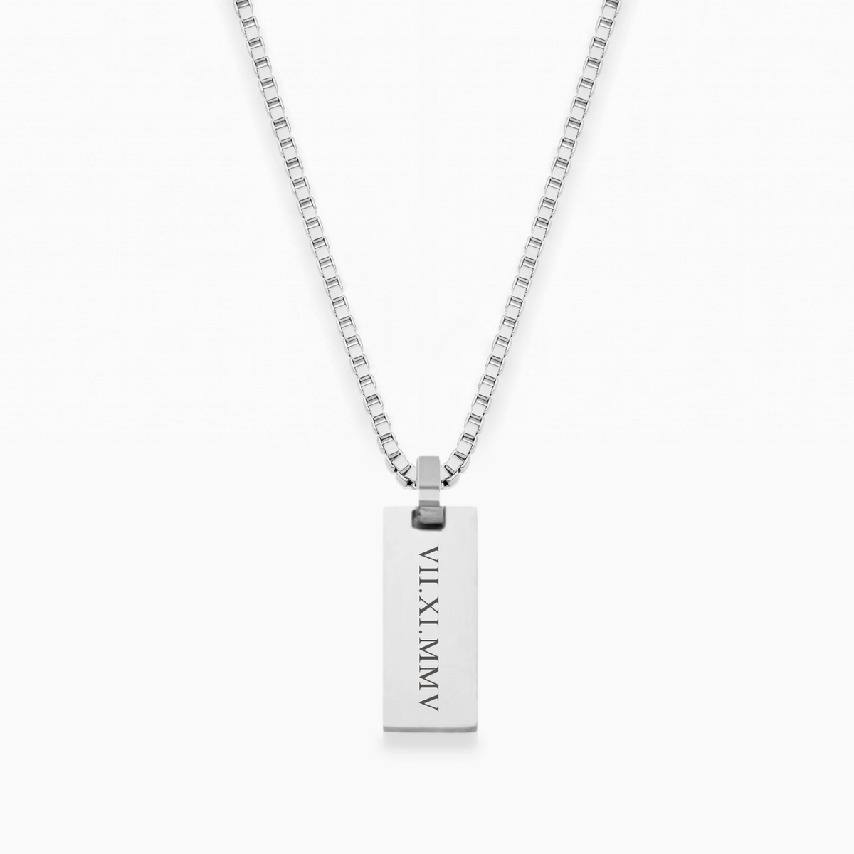 Collar personalizado SILO en plateado con cadena cuadrada